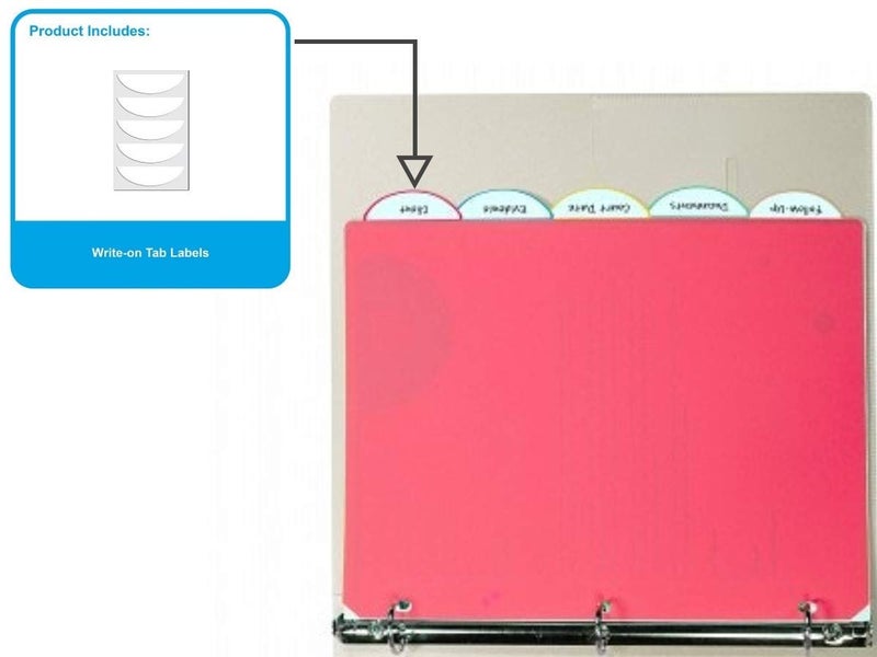 1InTheOffice Plastic Binder Dividers for 3 Ring Binder 8.5 x 11, 5 Tab Poly Index Dividers, 5 Tab Set, Assorted Colors, 2 Pack - Image 2